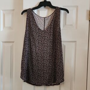 LOFT Black and White Floral Blouse